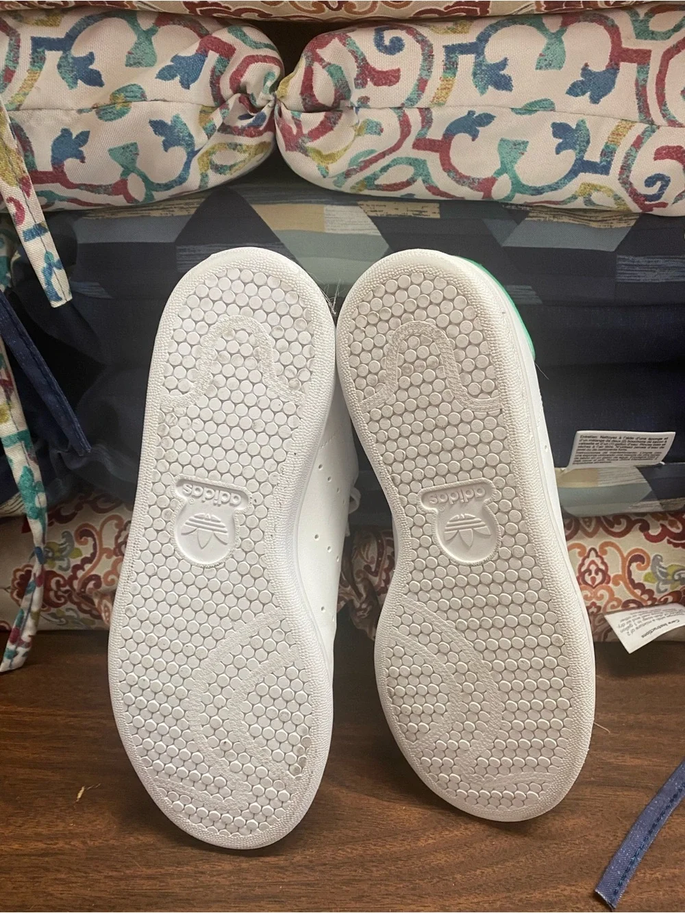 adidas Kids White Sneakers with Green Heel Tab 5Y or 7 women’s